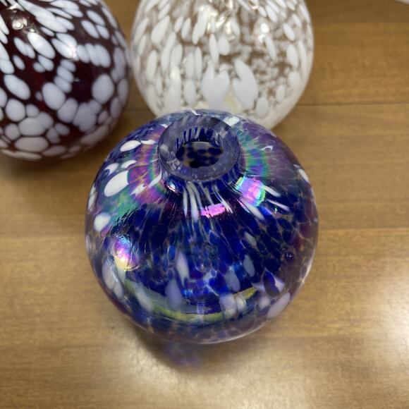Pottery Barn Oil Diffuser Glass Ball Confetti Design Hand Blown Orb Set Of 3 - Picture 11 of 13